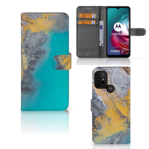 Motorola Moto G10 | G20 | G30 Bookcase Marble Blue Gold