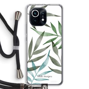 Tropical watercolor leaves: Xiaomi Mi 11 Transparant Hoesje met koord
