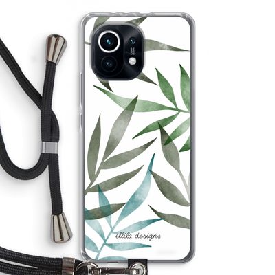 Tropical watercolor leaves: Xiaomi Mi 11 Transparant Hoesje met koord