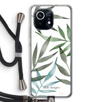 Tropical watercolor leaves: Xiaomi Mi 11 Transparant Hoesje met koord