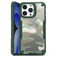 iPhone 15 Pro Anti-Shock Hybride Hoesje - Camouflage - Grün