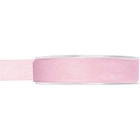 1x Hobby/decoratie roze organza sierlinten 1,5 cm/15 mm x 20 meter