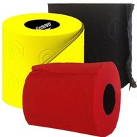 3x Rol gekleurd toiletpapier zwart/geel/rood   -