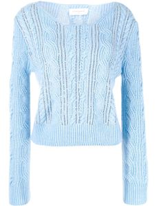 ERMANNO FIRENZE pull en maille torsadée à détails de clous - Bleu