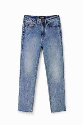 Straight fit cropped jeans - BLUE - 34