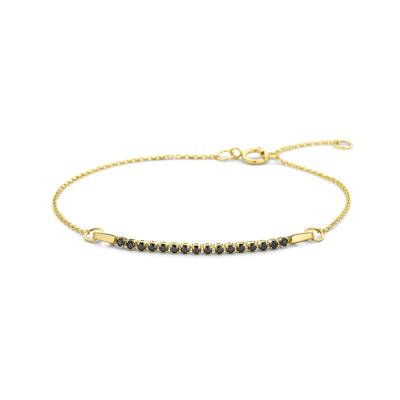 14k Gouden Armband met Zwarte Spinel - 16-18 cm, 0,9 mm