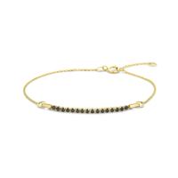 14k Gouden Armband met Zwarte Spinel - 16-18 cm, 0,9 mm
