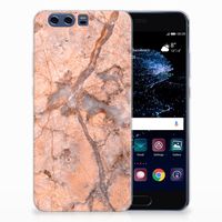 Huawei P10 Plus TPU Siliconen Hoesje Marmer Oranje - thumbnail