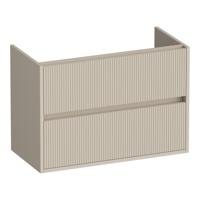 Brauer Adore Wavy - Onderkast Ondiep - 80 cm - met 2 Softclose Lades Greeploos en 1 Sifon Uitsparing - Mat Beige