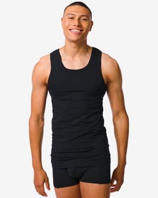 HEMA Herenhemden perfect comfort naadloos - 2 stuks zwart (zwart)