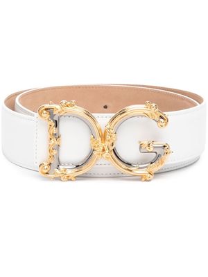 Dolce & Gabbana ceinture à boucle logo DG Baroque - Blanc