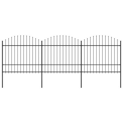 Tuinhek met speren bovenkant (1,5-1,75)x5,1 m staal zwart