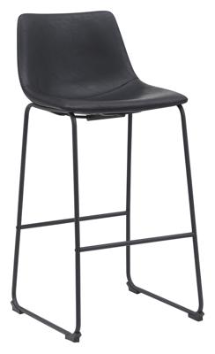 LABEL51 Barkruk 'Risto' Lederlook, kleur Zwart (zithoogte 75cm)