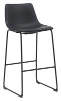LABEL51 Barkruk 'Risto' Lederlook, kleur Zwart (zithoogte 75cm)