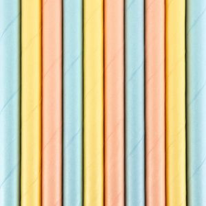 Drinkrietjes - papier - 50x - multi kleuren pastel - 19,5 cm - rietjes - Drinkrietjes