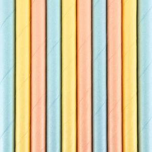 Drinkrietjes - papier - 30x - multi kleuren pastel - 19,5 cm - rietjes - Drinkrietjes