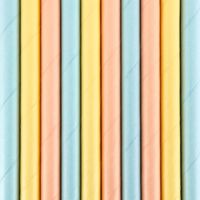 Drinkrietjes - papier - 10x - multi kleuren pastel - 19,5 cm - rietjes - Drinkrietjes