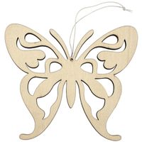 1x Houten vlinders 16,5 x 14 cm ophang decoratie   -