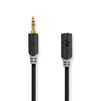 Stereo audiokabel | 3,5 mm male - 3,5 mm female | 1,0 m | Antraciet