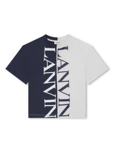 Lanvin Enfant t-shirt bicolore à logo imprimé - Bleu