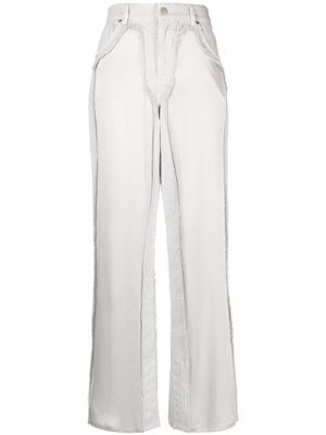 Blumarine jean taille-haute à empiècements satinés - Gris