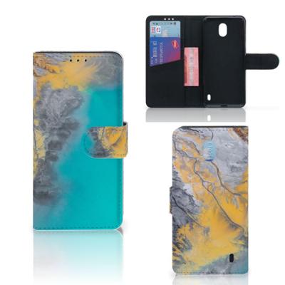 Nokia 1 Plus | Bookcase | Marble Blue Gold