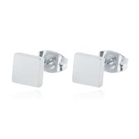 Dames Oorbellen Knoppen Zilverkleurig Vierkant Edelstaal-8mm