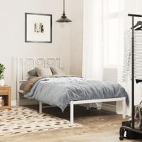 Bedframe met hoofdbord metaal wit 90x190 cm