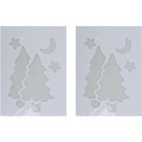 Kerst raamsjabloon kerstboom - 2x - wit - 35 cm - raamdecoratie - kerstversiering