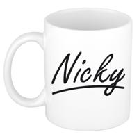 Nicky Naam koffiemok - beker - met sierlijke letters - wit - 300 ml - Cadeau - Heren