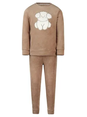 Charlie Choe velours meisjes pyjama -Puppy - Warme winter kinder pyjama