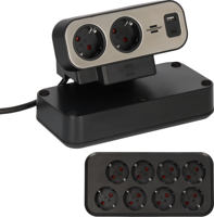 Brennenstuhl brennenstuhl®estilo Duplex-stekkerdoos, 1x USB C, 1x USB A, 10x veiligheidscontactdozen, zilver/zwar - 1153580200