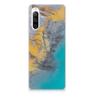 Sony Xperia 10 IV | TPU | Siliconen hoesje | Marble Blue Gold