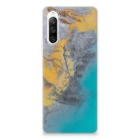 Sony Xperia 10 IV | TPU | Siliconen hoesje | Marble Blue Gold