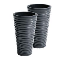 Set van 15x stuks kunststof Sand bloempot/plantenpot met binnenpot antraciet 35 x 62 cm