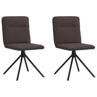 Eetkamerstoelen 2 st stof donkerbruin
