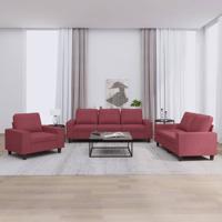 3-delige Loungeset stof wijnrood