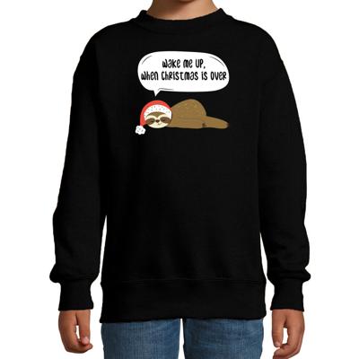 Luiaard Kersttrui sweater - Wake me up when christmas is over - zwart - kinderen - Kerstkleding Luiaard Kersttrui sweater - Wake me up when christmas is over - zwart - kinderen - Kerstkleding