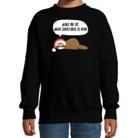 Luiaard Kersttrui sweater - Wake me up when christmas is over - zwart - kinderen - Kerstkleding