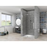 Van Rijn Products ST08 Nis Draaideur - 100x200c - helder glas - dikte 8mm - 2 delig - muurprofiel - stabilisatiestang - Chroom ST08300100HECH