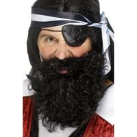 Piraten baard zwart gekruld - thumbnail