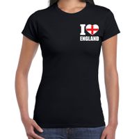 I love England t-shirt Engeland zwart op borst voor dames