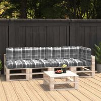 VidaXL Palletkussens 5 st stof ruitpatroon grijs