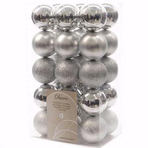 Elegant Christmas kerstboom decoratie kerstballen 6 cm zilver 30 stuks   -