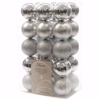 Elegant Christmas kerstboom decoratie kerstballen 6 cm zilver 30 stuks   - - thumbnail