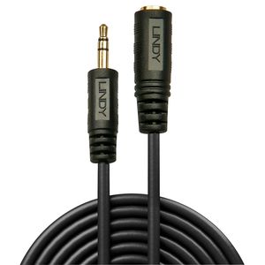 LINDY 35654 Jackplug Audio Verlengkabel [1x Jackplug male 3,5 mm - 1x Jackplug female 3,5 mm] 5.00 m Zwart