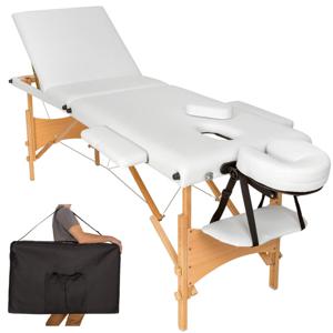 tectake® - Mobiele massagetafel 3 zones - 5 cm matras - incl. zwarte draagtas - wit - 401467