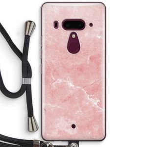 Roze marmer: HTC U12+ Transparant Hoesje met koord