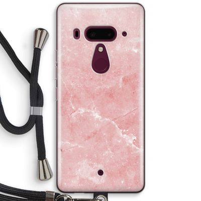 Roze marmer: HTC U12+ Transparant Hoesje met koord