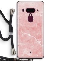 Roze marmer: HTC U12+ Transparant Hoesje met koord